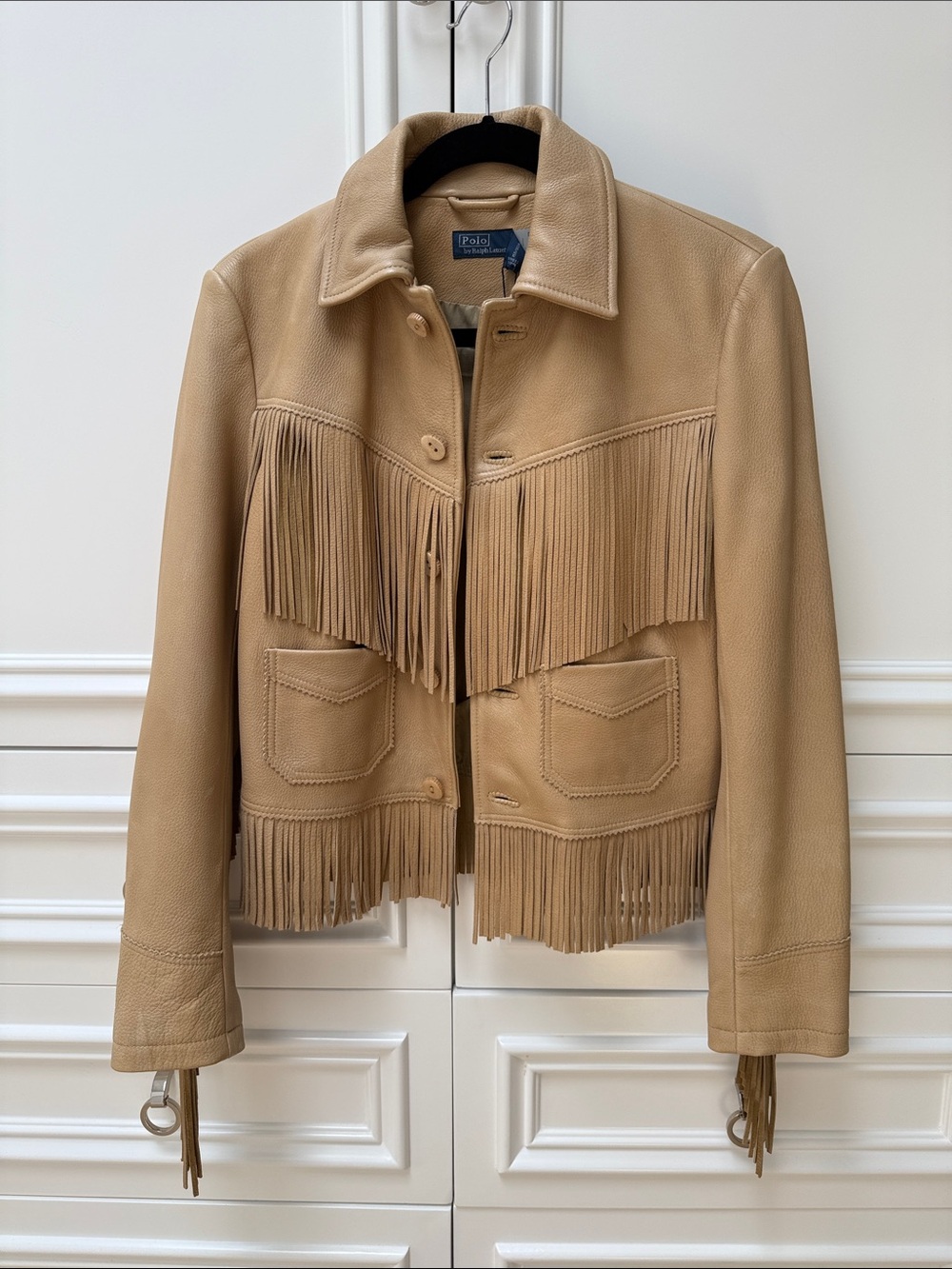 Polo by Ralph Lauren Tan Fringe Leather Jacket